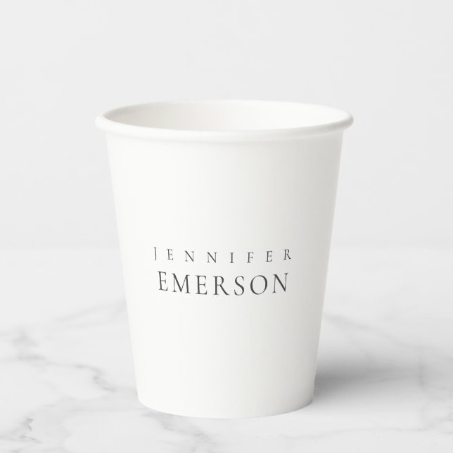 Black white professional minimalist modern plain  paper cups (Front)
