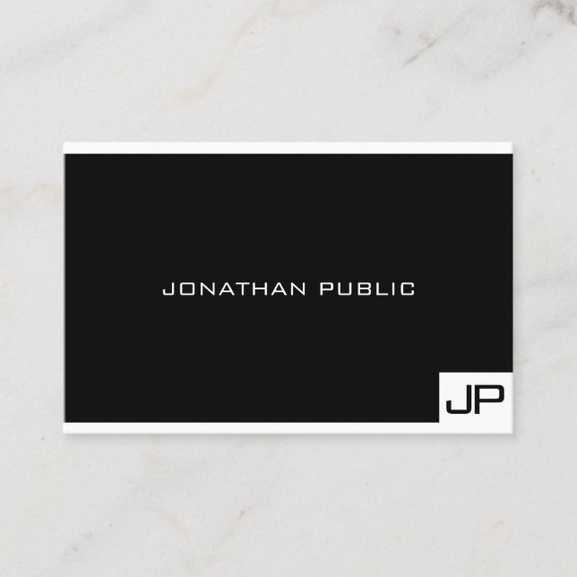 Black White Professional Monogram Elegant Modern Business Card (Front)
