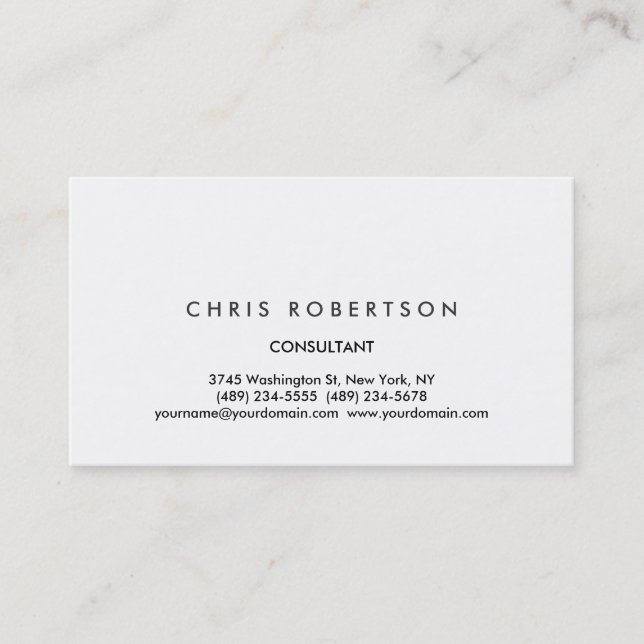 Black White Professional Plain Minimalist Business Card (Front)