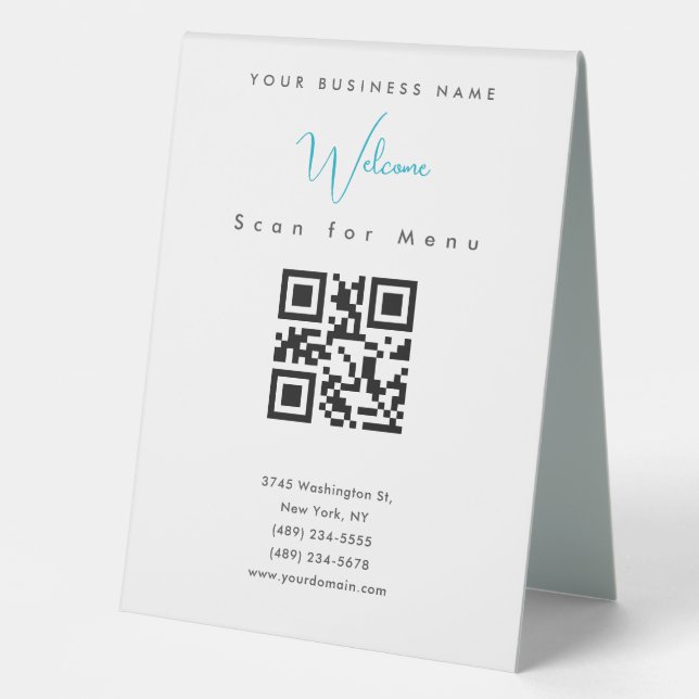 Black White Professional Scannable QR Code Menu (Front)