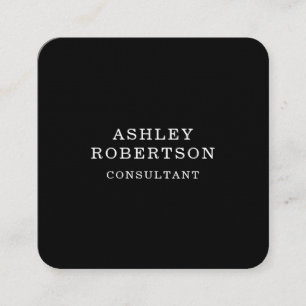 Black White Professional Stylish Trendy Minimalist Square Business Card