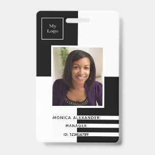 Black white profile photo business corporate ID badge