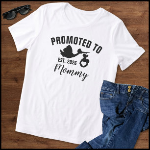 Black & White Promoted To Mommy 2026 Tri-Blend Shirt