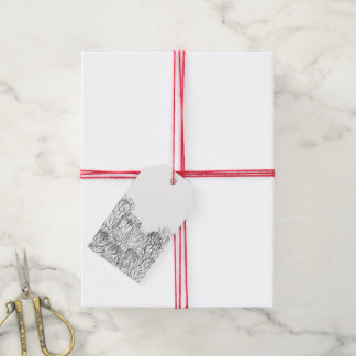 Black & White Protea Sketch Bouquet Gift Tags