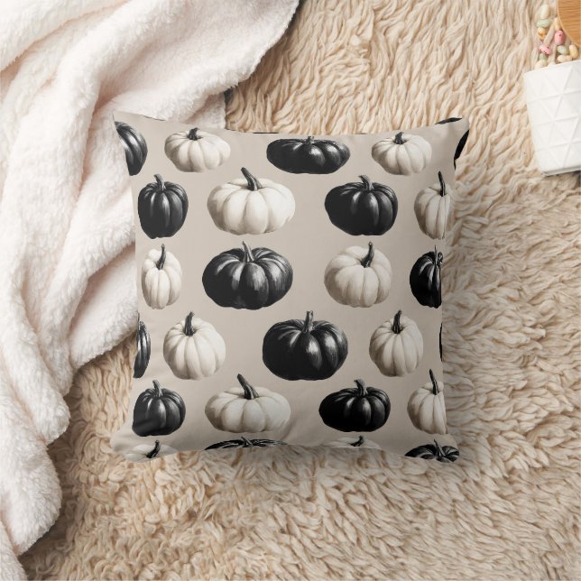 Black & White Pumpkin Fall Design Cushion (Blanket)