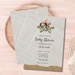 Black & white Pumpkin Textile Baby Shower Invitation