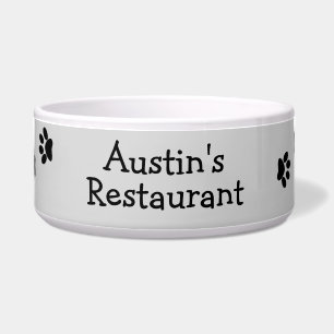 Black & White Puppy Paws Personalised Dog Bowl