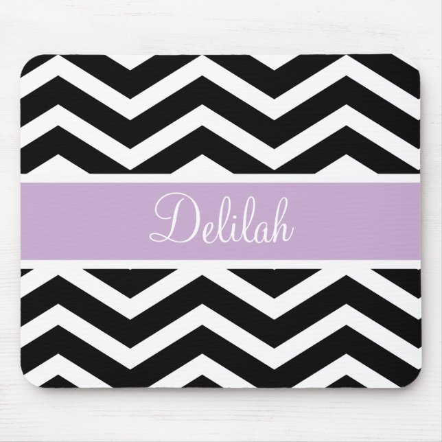 Black White Purple Chevron Custom Mouse Mat (Front)