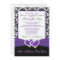 Black White Purple Damask Hearts Wedding Invite