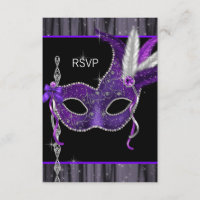 Black White Purple Masquerade Party RSVP