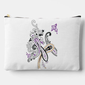Black White Purple Orange Ornate Paisley Accessory Pouch