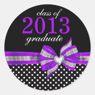 Black White Purple Polka Dot  Graduation Seal