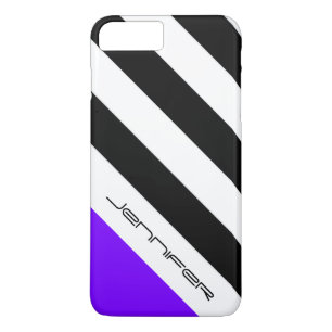 Black, White, Purple Stripe Custom with Name iPhone 8 Plus/7 Plus Case