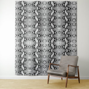 Black & White Python Snakeskin Backdrop Tapestry