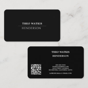 Black white qr cod edit business card