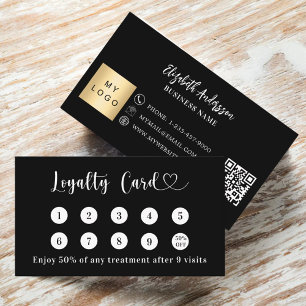 Black white qr code business logo loyalty card