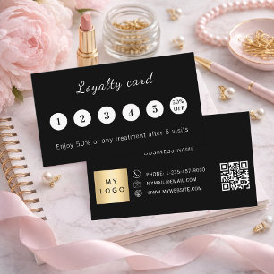 Black white qr code business logo loyalty card