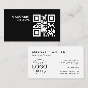 Black & White QR Code Logo Minimalist Professional Business Card