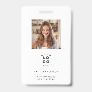 Black white QR code modern minimal photo abstract ID Badge