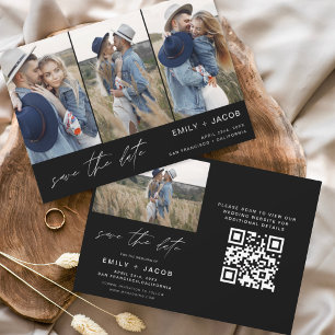 Black White QR Code Modern Save the Date 4 Photo