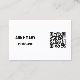 Black White QR Code Modern Wedding Event Planner Business Card