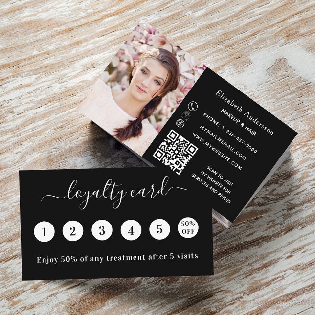 Black white QR code photo Business Card (Creator Uploaded)