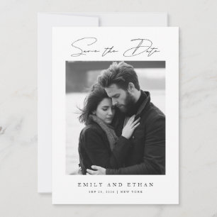 Black & White QR Code Wedding Photo Save The Date Invitation