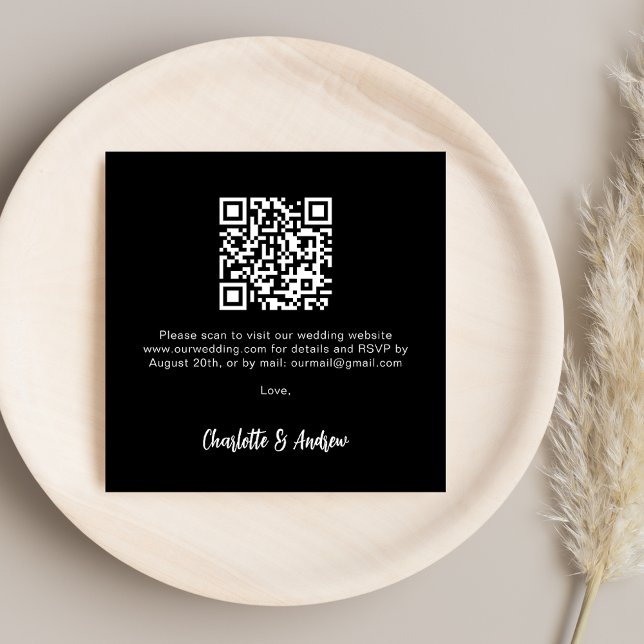 Black white QR code wedding RSVP Enclosure Card (Creator Uploaded)