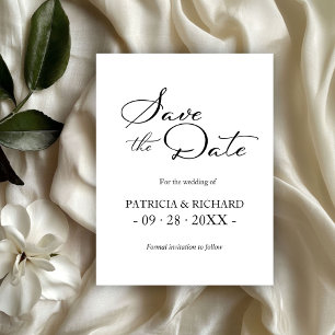 Black White QR Code Wedding Save The Date Postcard