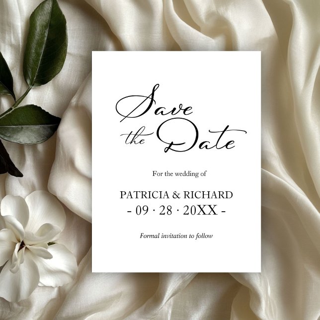 Black White QR Code Wedding Save The Date Postcard (Creator Uploaded)