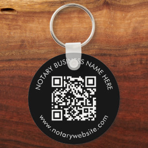 Black & White QR Promotional Notary Logo Branded Key Ring