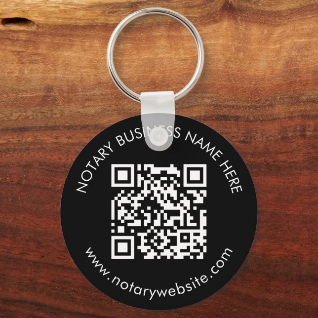 Black & White QR Promotional Notary Logo Branded Key Ring (Back)