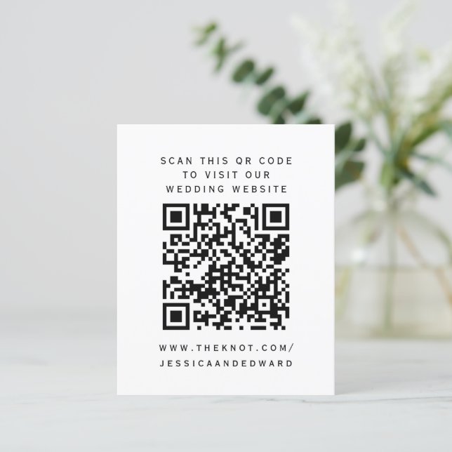 Black White Qr Scan Code Our Wedding Website Chic (Standing Front)
