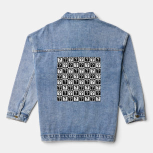 Black White Question Mark Riddle Block Monogram Denim Jacket
