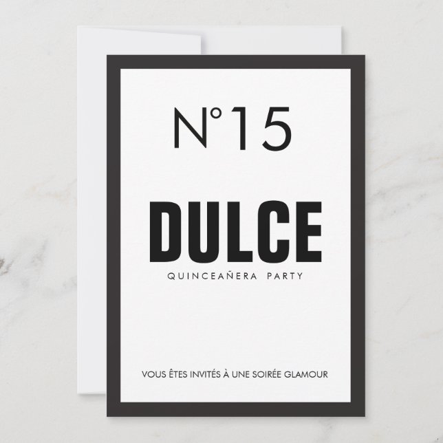 Black & White QUINCEAÑERA 15 Birthday Party Invitation (Back)