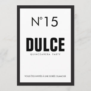 Black & White QUINCEAÑERA 15 Birthday Party Invitation