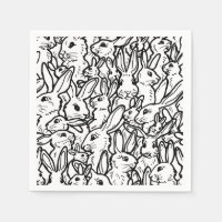 Black & White Rabbit Drawings Modern Bunny Design