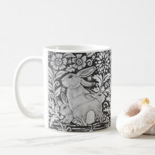 Black White Rabbit Family Grey Easter Mother Gift Coffee Mug