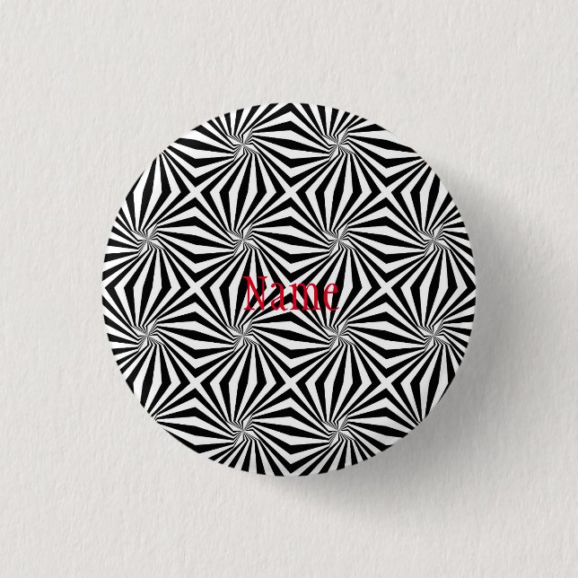 Black White Radiating Pattern Thunder_Cove 3 Cm Round Badge (Front)
