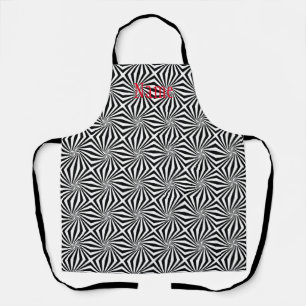 Black White Radiating Pattern Thunder_Cove Apron