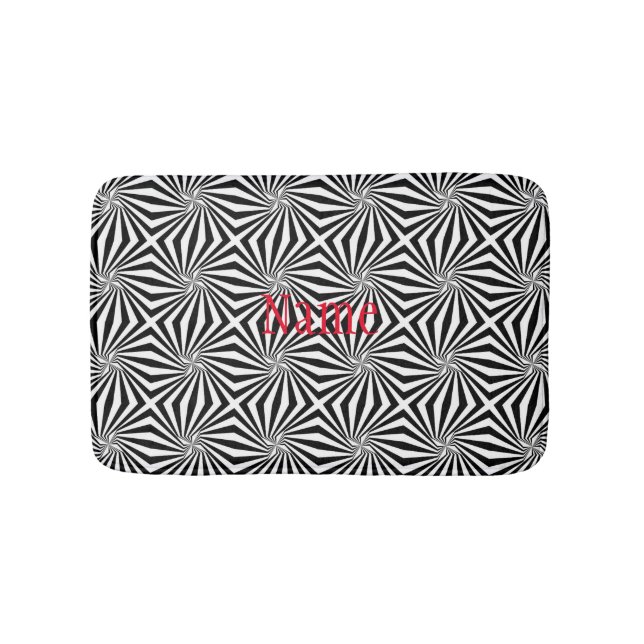 Black White Radiating Pattern Thunder_Cove  Bath Mat (Front)