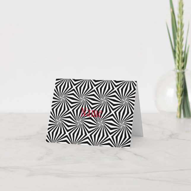 Black White Radiating Pattern Thunder_Cove Card (Front)