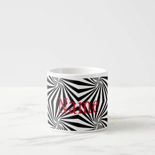 Black White Radiating Pattern Thunder_Cove Espresso Cup (Front)