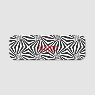 Black White Radiating Pattern Thunder_Cove Name Tag