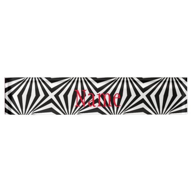 Black White Radiating Pattern Thunder_Cove  Nameplate (Front)