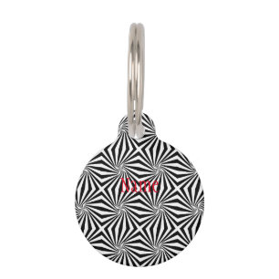 Black White Radiating Pattern Thunder_Cove Pet Tag