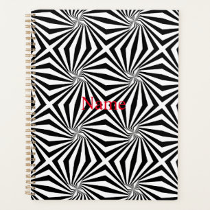 Black White Radiating Pattern Thunder_Cove Planner