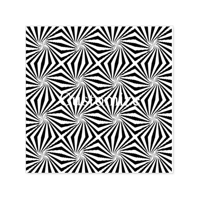 Black White Radiating Pattern Thunder_Cove  Self-inking Stamp (Design)