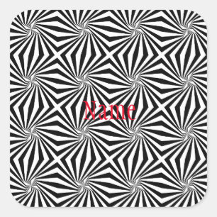 Black White Radiating Pattern Thunder_Cove  Square Sticker