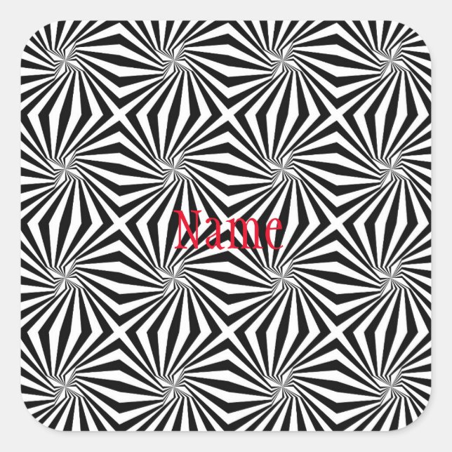 Black White Radiating Pattern Thunder_Cove  Square Sticker (Front)